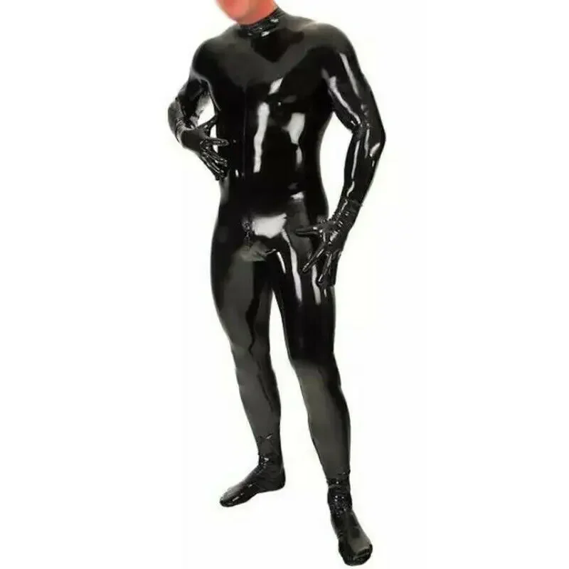 Latex tight jumpsuit with socks gloves Party club clothing