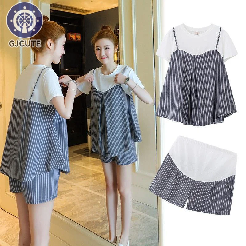 Maternity Wear New Summer Short-Sleeved Shorts Suit Breastfeeding Suit Monthly Clothing Loose Thin Section Sports Two-Piece