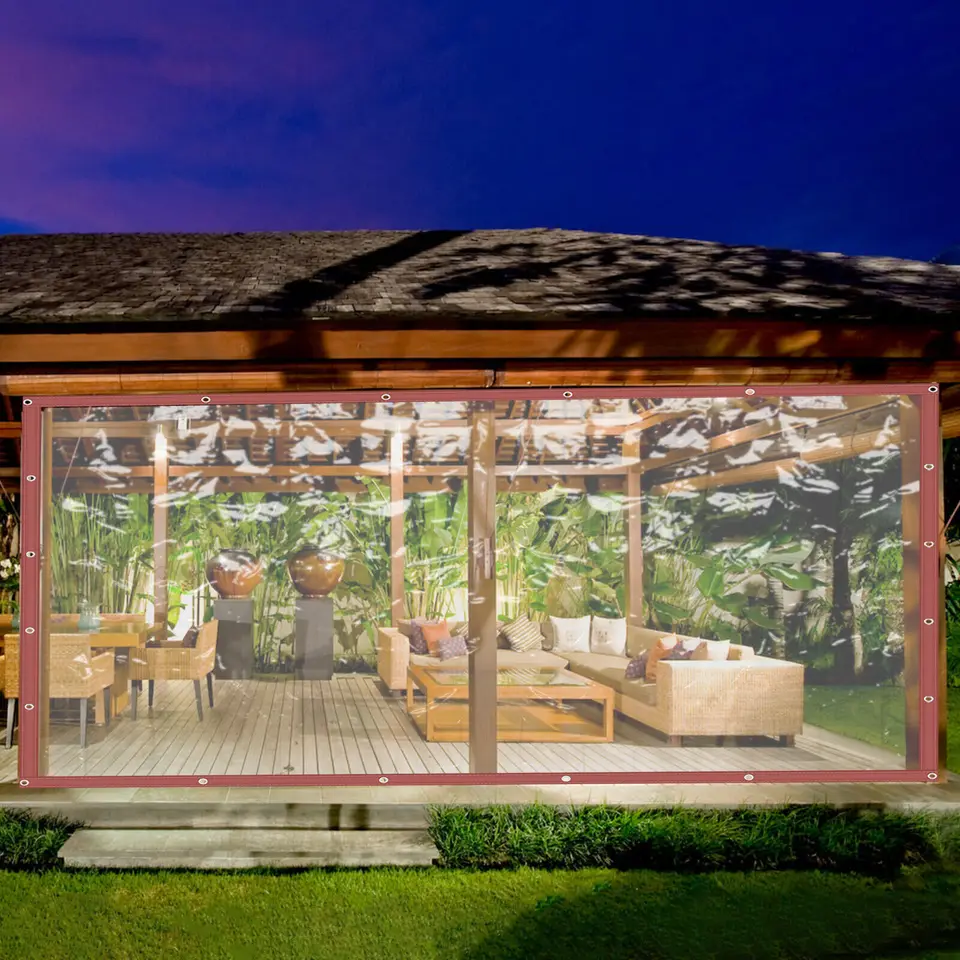 Clear Vinyl Patio Enclosure Tarp Curtain 8x20ft