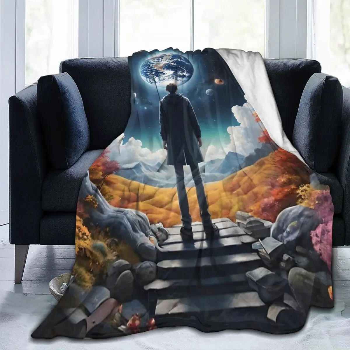

Views Of Other Worlds Throw Blanket Customizable Warm Living Room AntiPilling