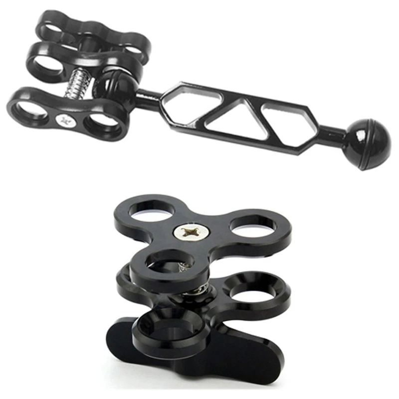 

NEW-Aluminum Alloy Ball Joint Arms 3 Section Ball Joint Clamp For Gopro Black & Dual Ball Joint Arm And 1 Set Butterfly Clip