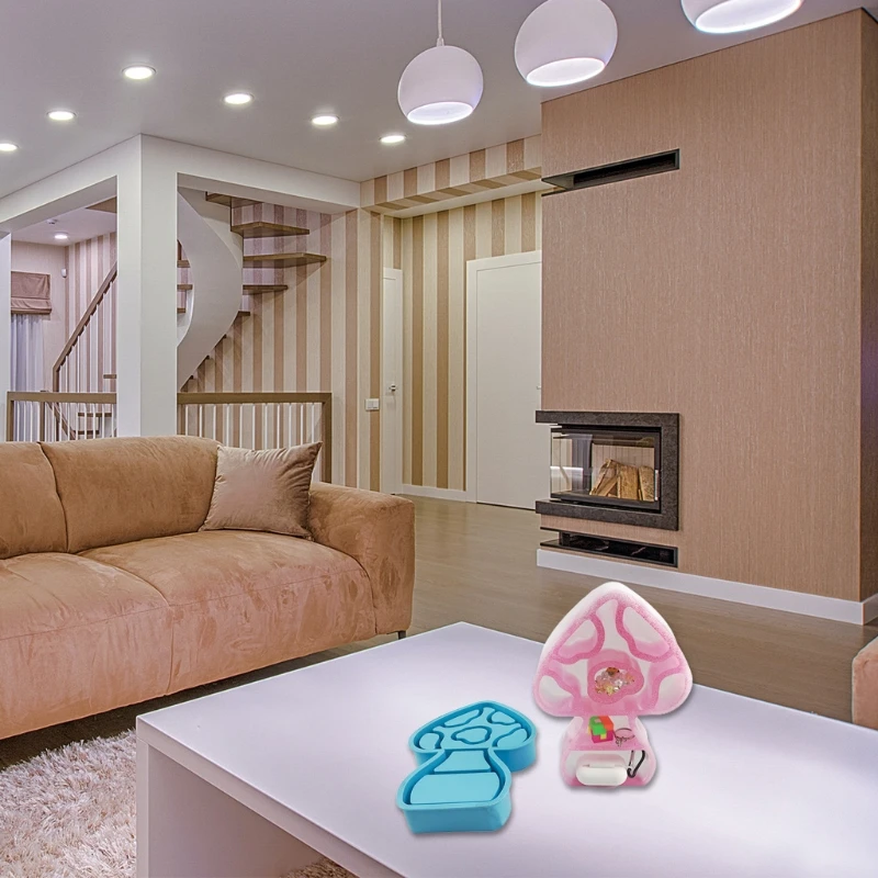 Y4QE DIY Mushroom Shaped Storage Shelf Epoxy Resin Mold Display Stand Silicone Mould