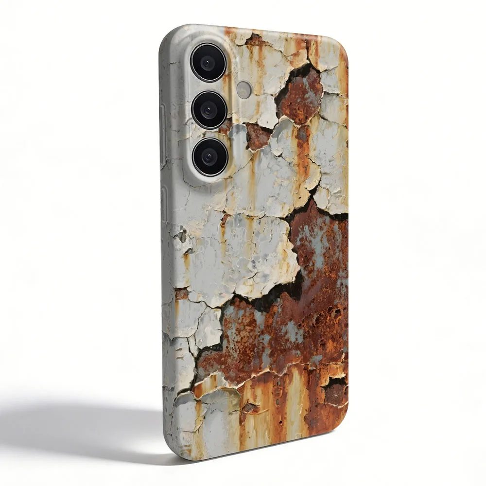 Rustic Metal Effect Shockproof Hard Case - Durable & Stylish Protection