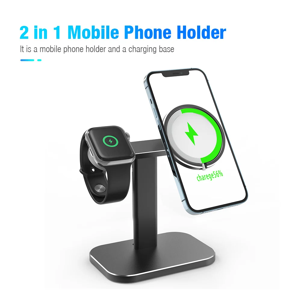 Watch Phone Holder Stand for Magsafe Charger Apple Watch Adjustable Aluminium Alloy Bracket for iWatch iPhone 13 12 Pro Max Mini