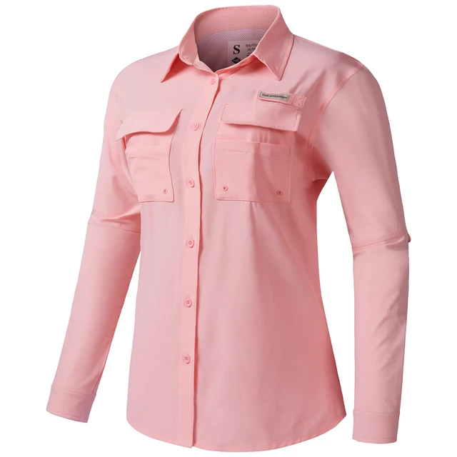 BASSDASH Women Solid Long Sleeve Fishing Button Shirt Multi
