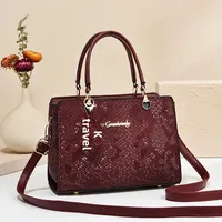 New Snake Skin Red Wedding Bag Large Capacity Tote Crossbody Bag for Women Fashionable Sensation Marriage Handbag