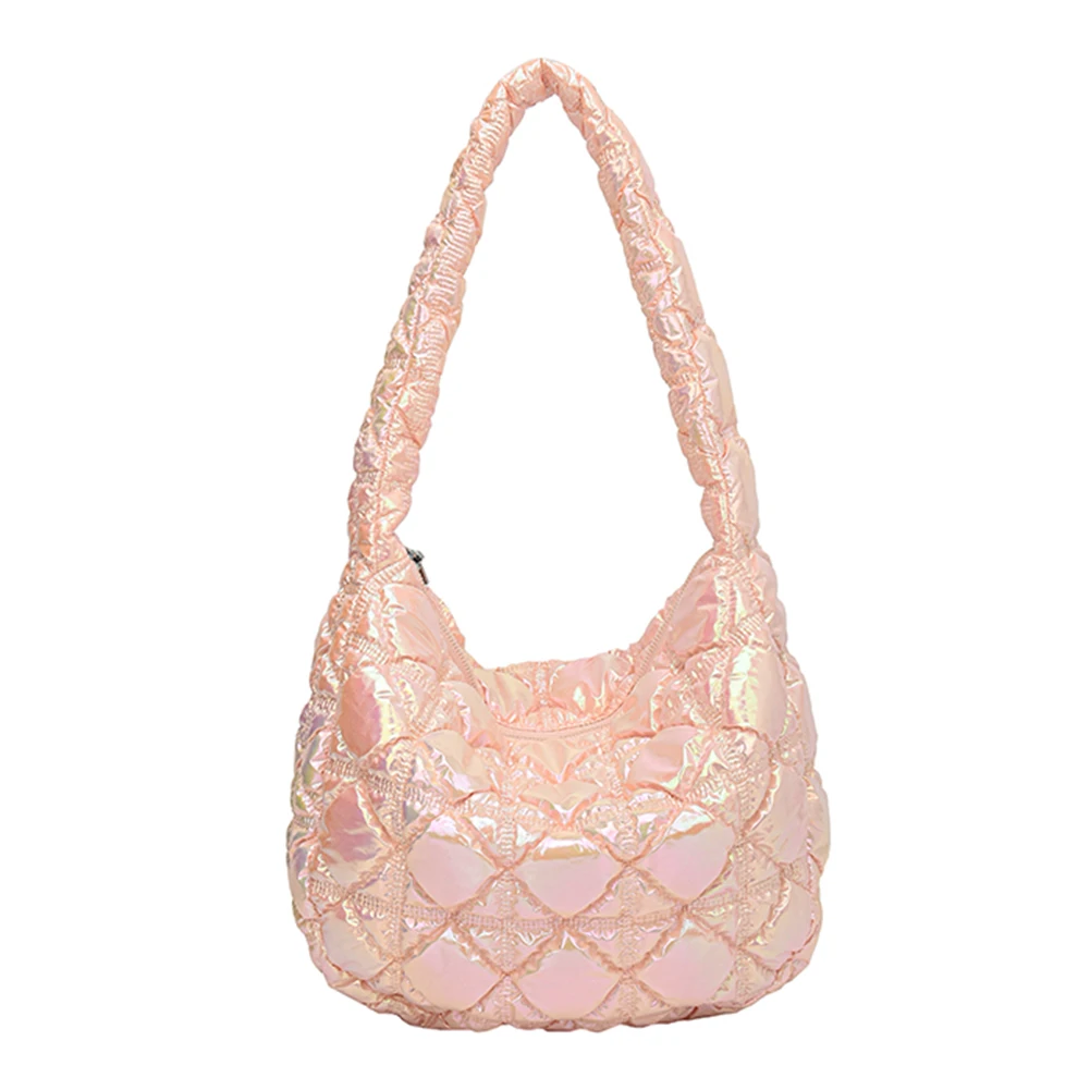 Women Shoulder Bags Quilted Embroidery Fashion Thread Cotton Padded Underarm Bag