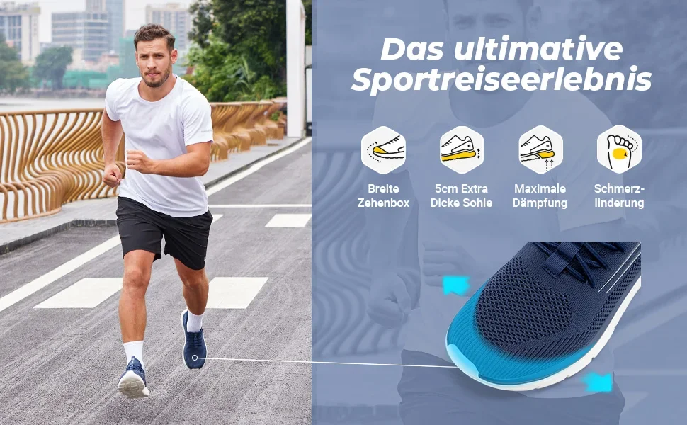 أحذية جري بنعل سميك أحذية رياضية رجالية مبطنة خفيفة الوزن وواسعة مع دعم قوس للأقدام المنتفخة أحذية رياضية خارجية