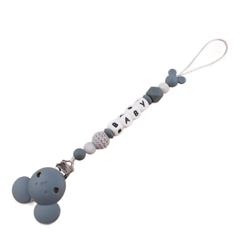 Handmade Baby Pacifier Chain Round Silicone Dummy Holder Clips For Baby Teether Nipple Chain Not Customized Name