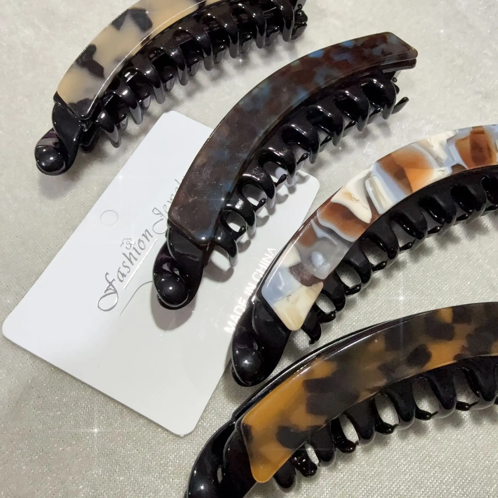 مشبك شعر كبير الحجم بطبعة الفهد، إكسسوارات شعر بسيطة وأنيقة على الطراز الكوري للفتيات، مشبك ذيل الشعر على شكل سلحفاة...