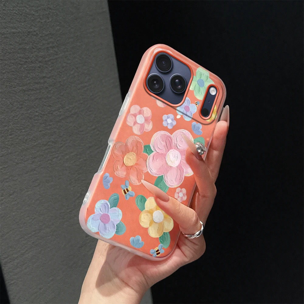 Elegant Floral Hard Case with Dual-Layer Protection