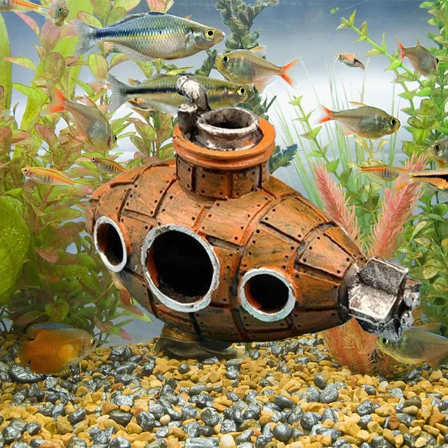 Aquarium Fish Tank Decorations Landscape Submarine Wreck Ship Vintage Resin  Design Boat Aquarium Accessories Home Decorations - AliExpress