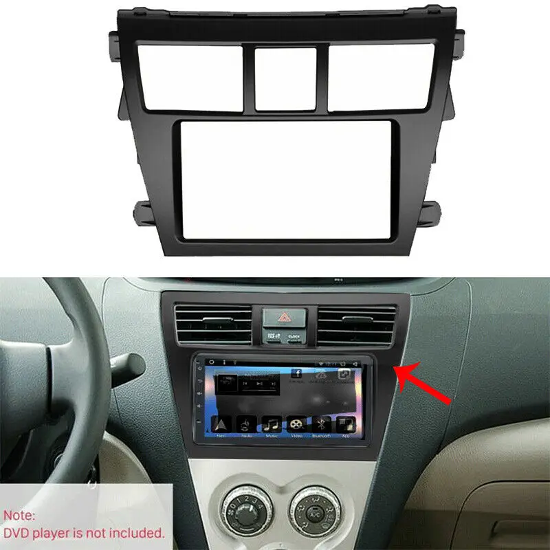 2 Din ȵ̵ MP5 Fascia Car DVD Frame Audio Fitting Adaptor Dash Trim Kits For 2009-2014 Toyota Vios Belta Yaris Seda