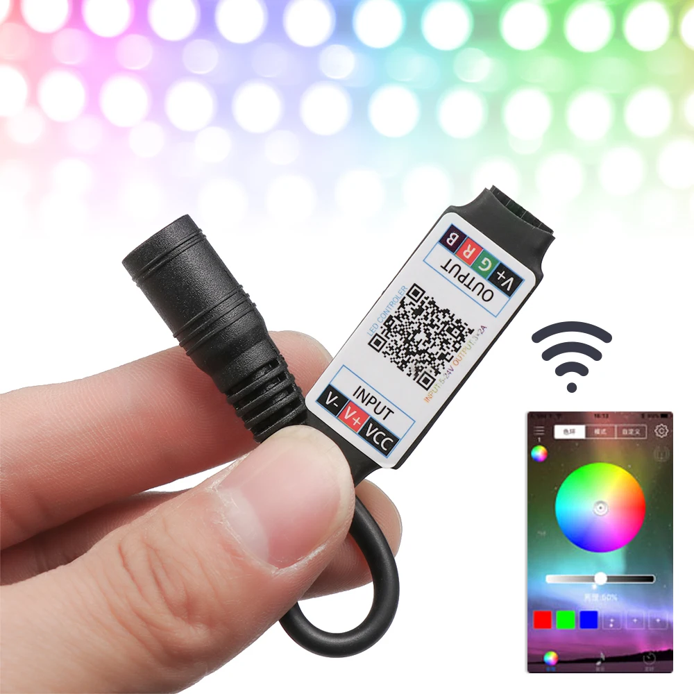 Mini Controlador RGB Bluetooth Inalámbrico para Tira LED (5V-24V) S88115b1a75a94b149213bc41f63b5812D