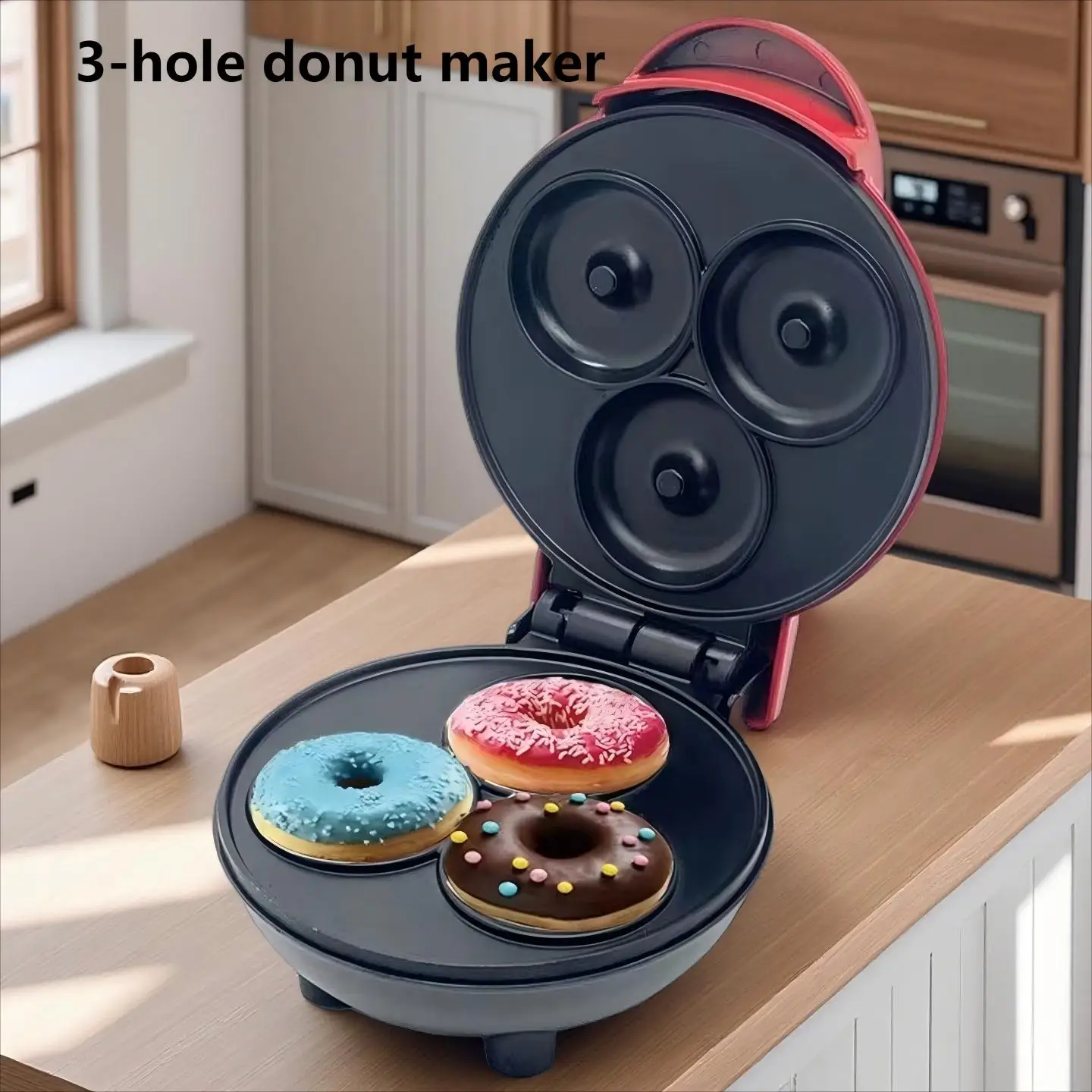 Mini home donut making machine, double-sided heating, non stick coating fast production, DIY breakfast for families and children 6