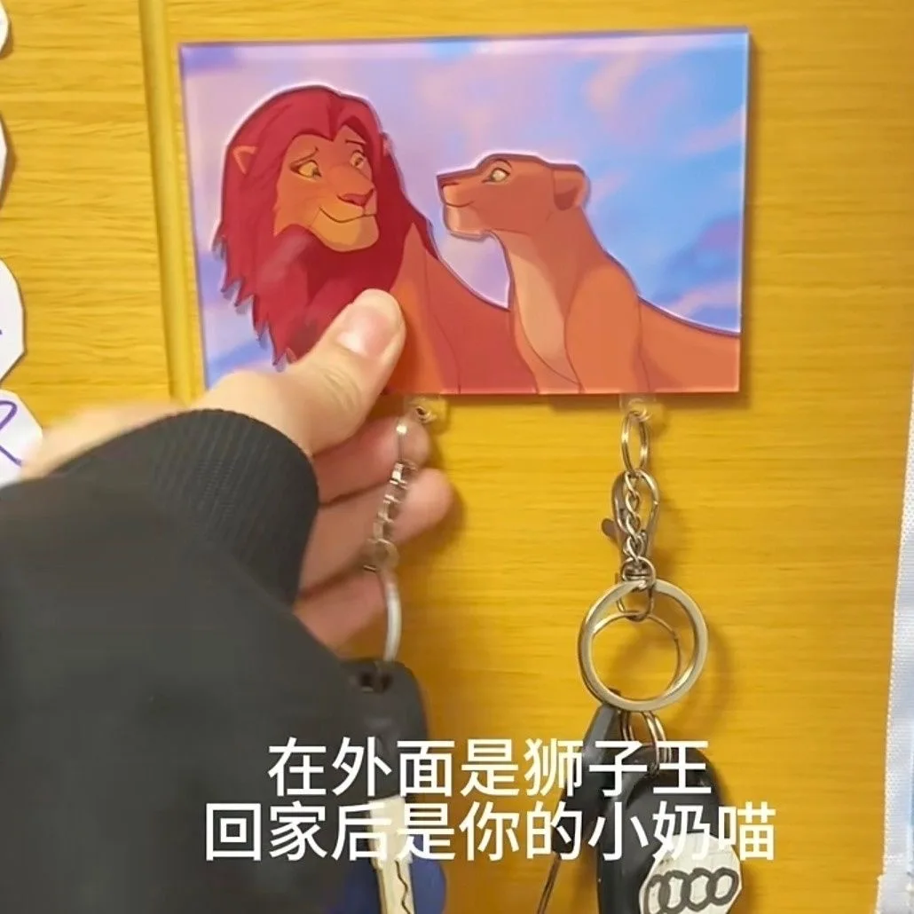 Lion King Key Holder House Wall Cute Couple Keychain Hanger Keys For Perfect Gift Matching Together Key Holder Ring Room Decor 4