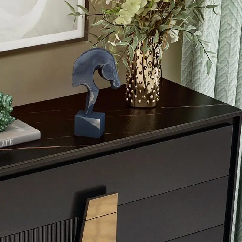 Rock Board Four-Drawer Cabinet Modern Minimalist Living Room Corridor Storage Cupboard American Light Luxury Bedroom Cabinet