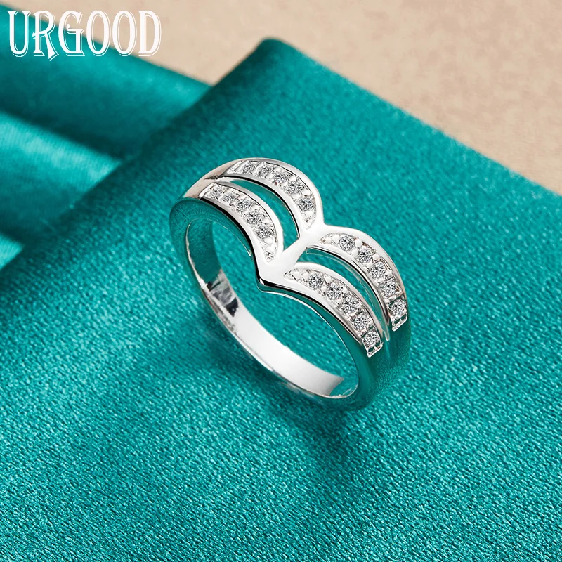 

925 Sterling Silver Fashion Jewelry 7-10# Charm AAA Zircon Ring For Women Men Birthday Engagement Wedding Anniversary Gift