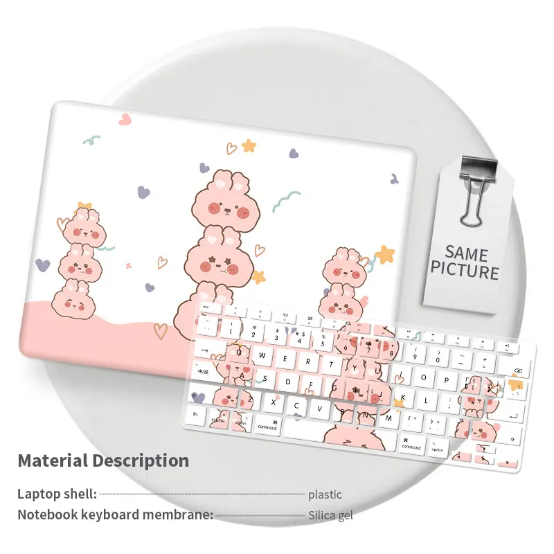 Diy dos Desenhos Animados do Portátil Manga Macbook Case m1 A2337 A2338 Casca Dura Case Bonito Teclado de Silicone Capa para Macbook Pro13 16 A2141 - Imagem 5