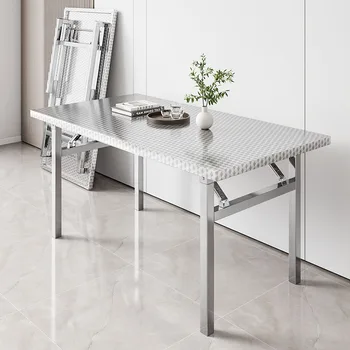 Stainless Steel Multifunctional Foldable Table Portable Outdoor Camping Desk Commercial Buffet Serving Counter Home Dining Table