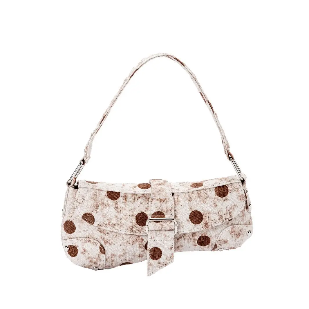 Fashion Canvas Leopard Print Shoulde Bag Brand Exquisite Asymmetric Women Saddle Bag High-end Cow Pattern New White Underarm Bag