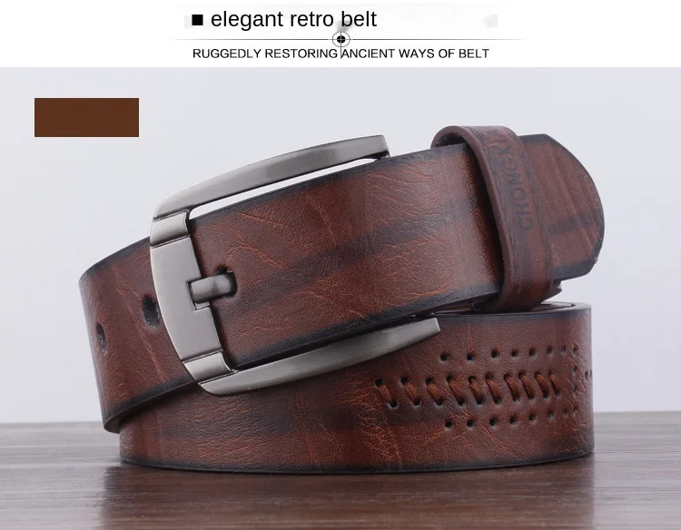 2021 High Quality Leather Antique Casual Buckle Fashion Jeans Belts for Men Luxury Designer Brand Cowboy Cinturones Hombre genuine leather belt