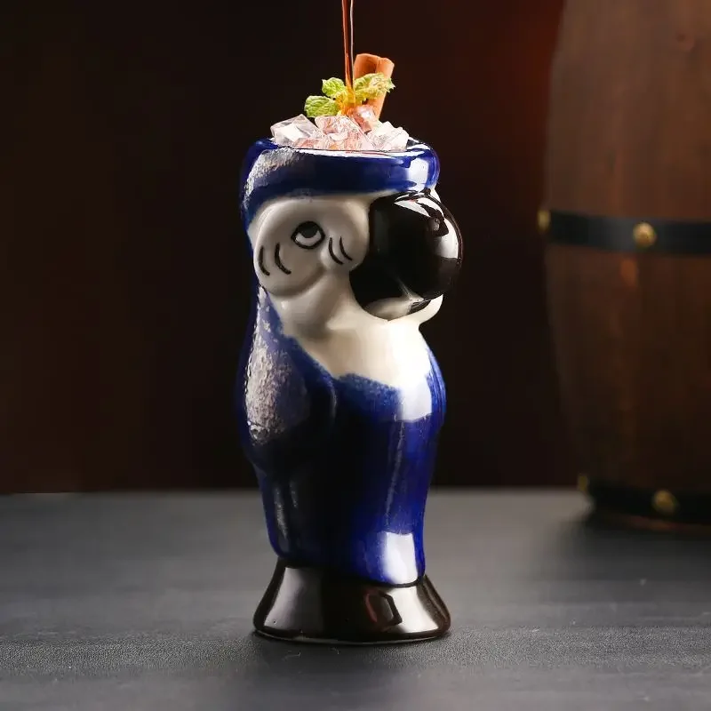 Bar Parrot Tiki Creative Ceramic Foundation Vintage Personalized Hawaiian Cocktail Glass Cup