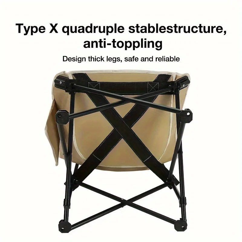 1pc Foldable High Back Moon Chair for Adults Portable Outdoor Camping Chair with Steel Bracket Lightweight and Durable White