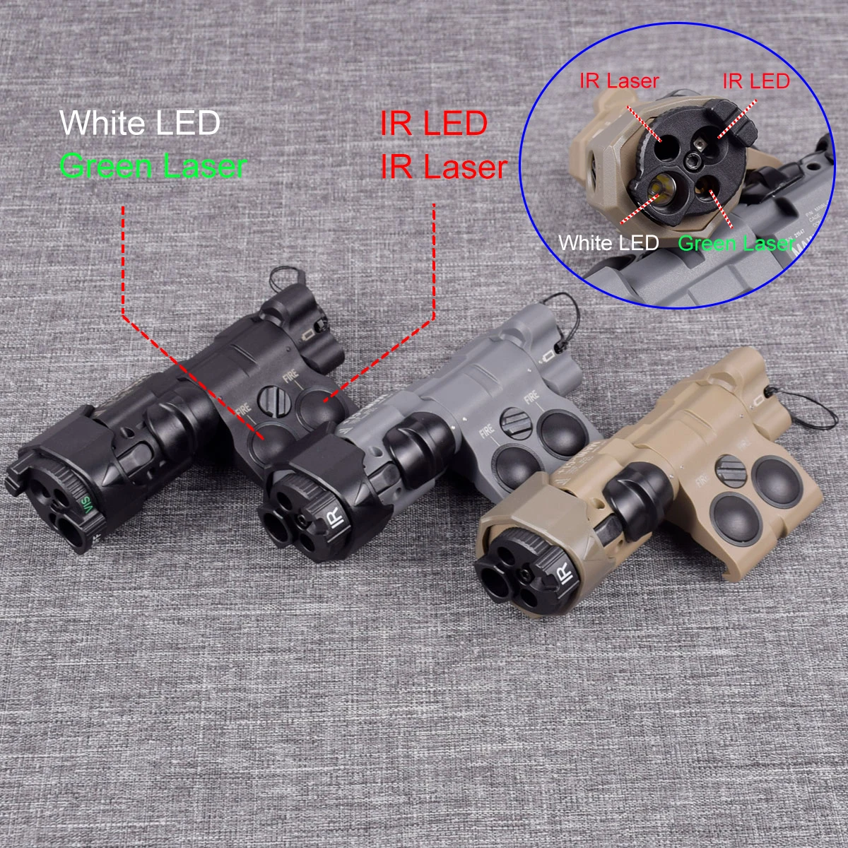 

Tactical New Nylon MAWL MAWL-C1 Laser Aiming Device With White LED Green LASER IR LASER IR LED For Airsoft Riflle AR15 M4 M16