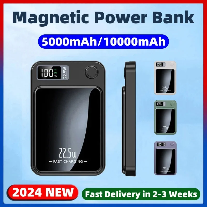 

10000mAh Magnetic Powerbank 15W Magnetic Wireless Fast Charger For iPhone 15 14 13 12 11 Pro Max External Auxiliary Battery Pack