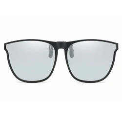 Vintage Polarized Photochromic Night Vision Anti - Glare Square Clip - On Sunglasses (Discoloration)