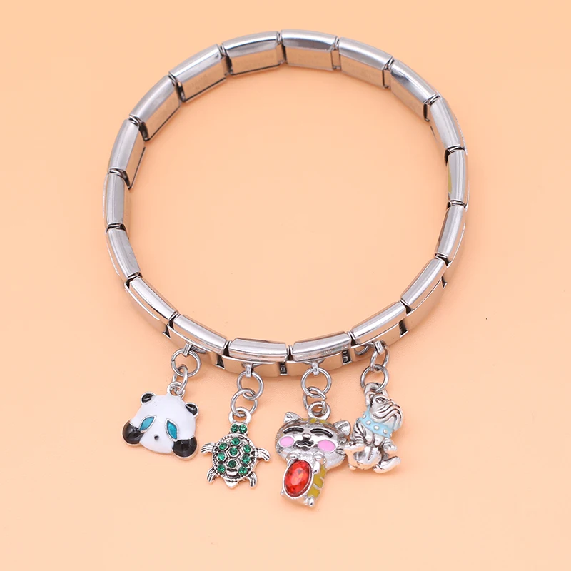 Charm Bracelet Hapiship Original Daisy Giraffe Dove Dog Alpaca Tortoise Cat Italian Charm Fit 9mm Stainless Steel Jewelry Making DJ277