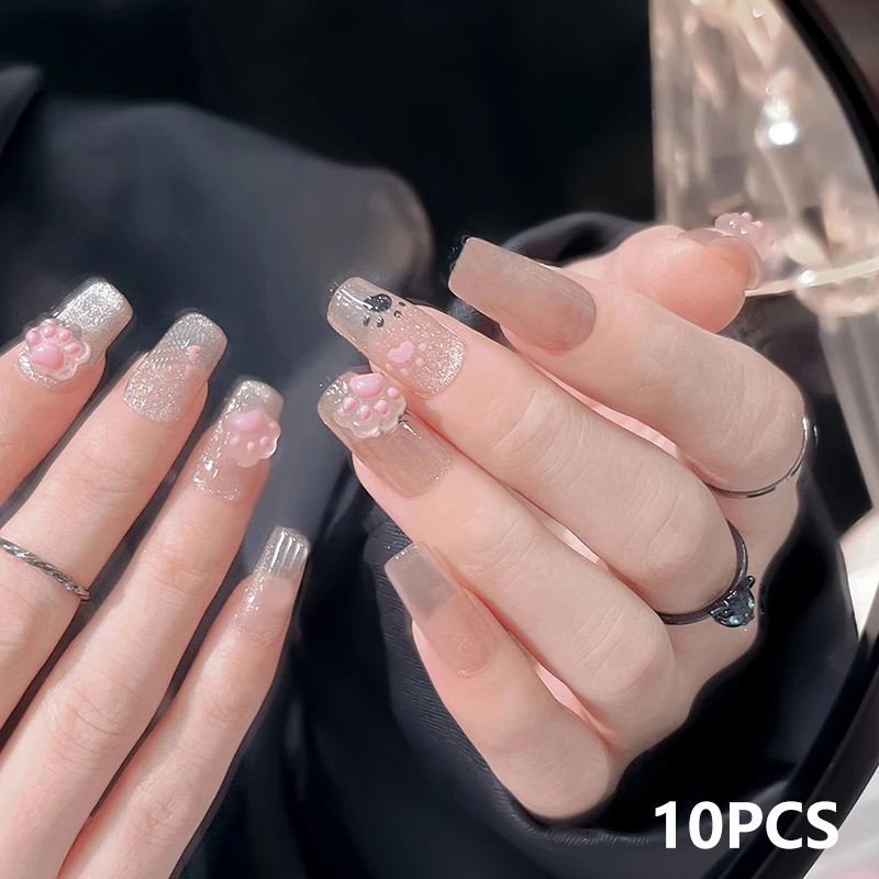 10/5Pcs Cat Paw Nail Charm Resin Cartoon Manicure Ornaments Mini 3D Nail Art Decoration 2