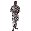 V-Neck Shirts With Bottoms Men's Groom Suit Original Design Nigerian Fashion Pant Sets African Wedding Party Outfits 3