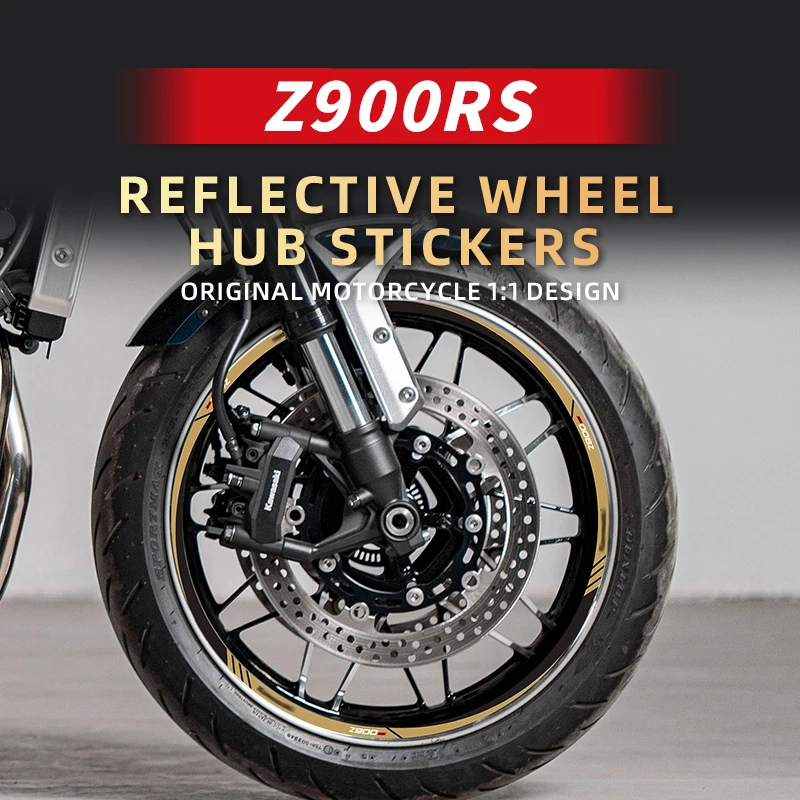 Used For KAWASAKI Z900RS Motorcycle Wheel Hub Decoration Stickers Kits Of Bike Accessories Safety Reflection Decals wheel hub stickers kits used for sym maxsym400 motorcycle rim decoration reflective safety decals can choose color