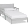 Toddler Bed In Pebble Grey, Low To Floor Design, Non-Toxic Finish, Safe Rails, Made of Pinewood 1