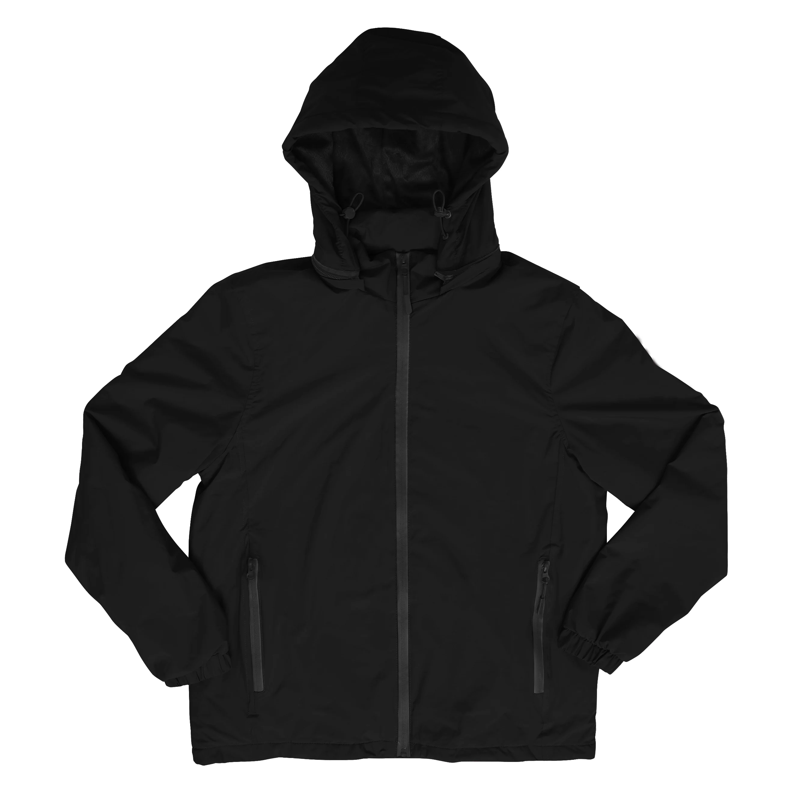 Casual windbreaker lightweight solid color windproof zipper hooded jacket autumn and winter outdoor sport