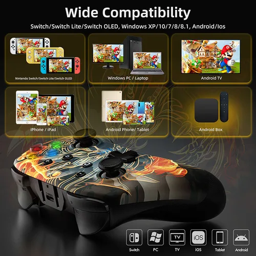 EasySMX 9124 무선 게임 패드, 블루투스 조이스틱 스위치 컨트롤러, 닌텐도 스위치, PC, 스마트폰, 스팀 데크와 호환 5