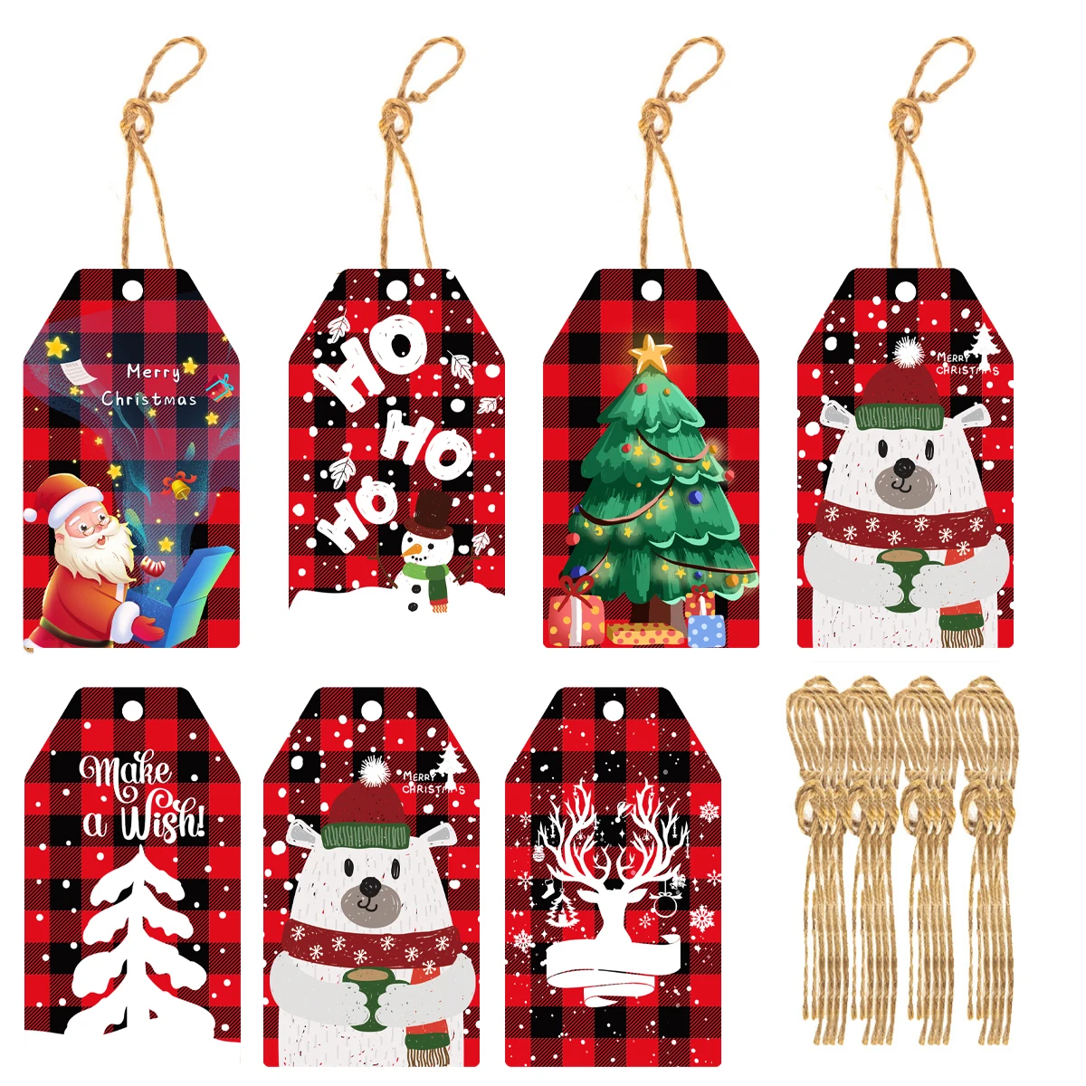 60pcs Christmas Gift Tags Kraft Paper Card elk Santa Tags Label for Xmas DIY Gift Wrapping Hanging Tag new year party Home decor