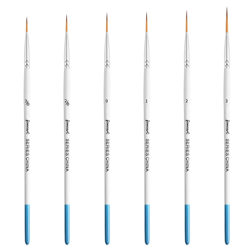 Ensemble De 6 Pinceaux De Peinture à Manche En Bois Blanc - Poils En