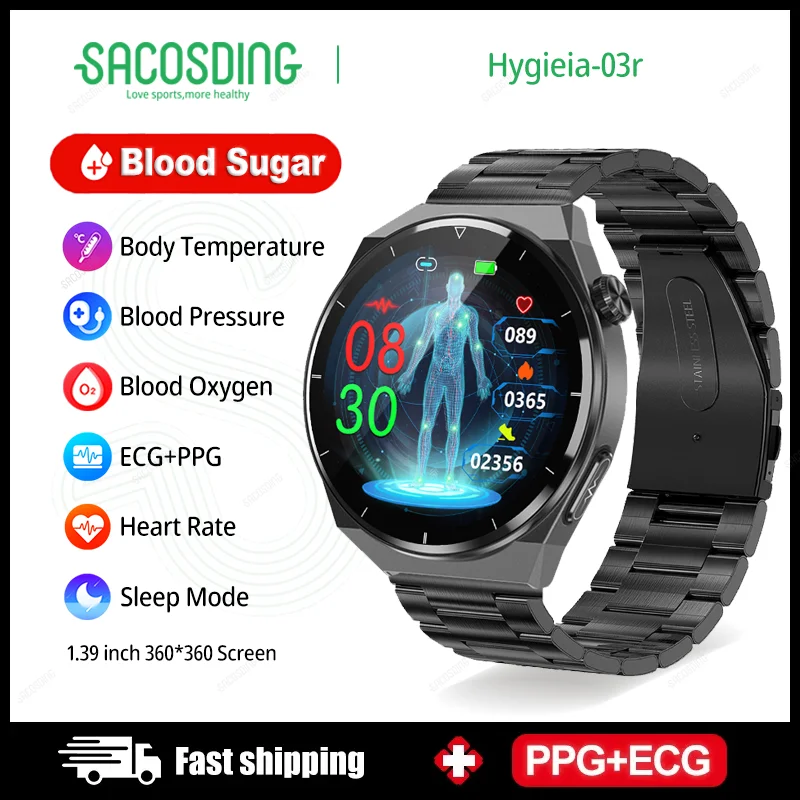 

New ECG+PPG Smart Watch Men Blood Glucose Health Heart Rate Blood Pressure Fitness Sports Watches Waterproof Smartwatch for Men