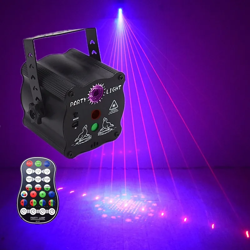 New mini laser light stage light KTV bar DJ voice-activated flash decoration star projection light atmosphere light With Remote led light with 12v2835 waterproof rgb blister set remote control living room decoration background atmosphere 5m 10m