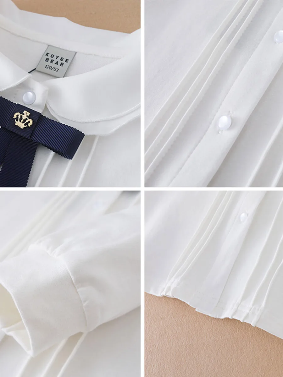 여아 긴팔 면 셔츠 단색 베이스 레이어 상의 봄 가을용 한국 스타일 라운드 네크라인 옷 복