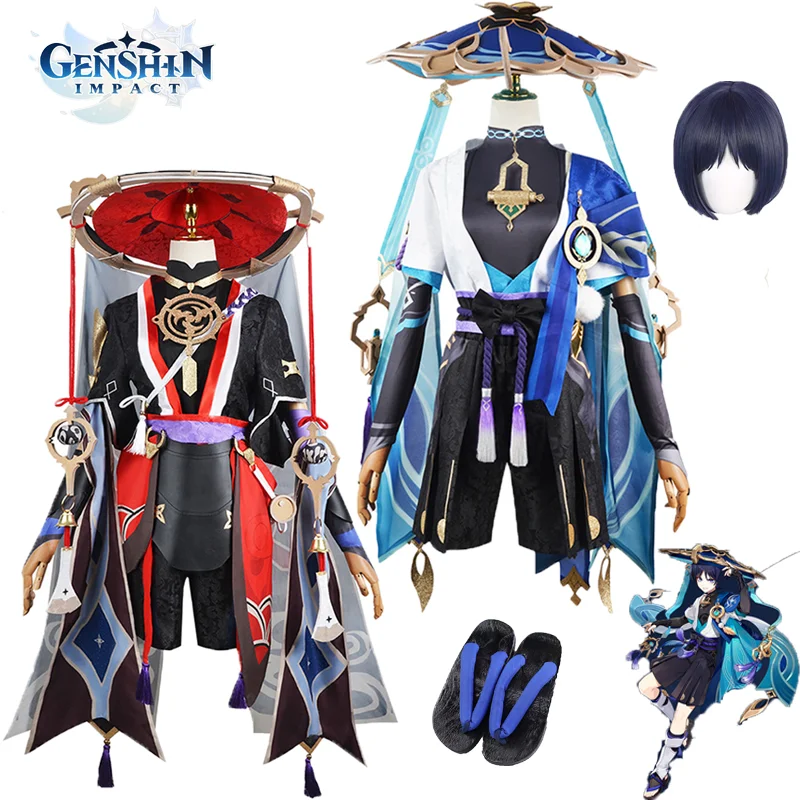 

Genshin Impact Scaramouche Wanderder Cosplay Costume Game Wig Shoes Props Adult Outfit Full Set Halloween Party Uniform for Men