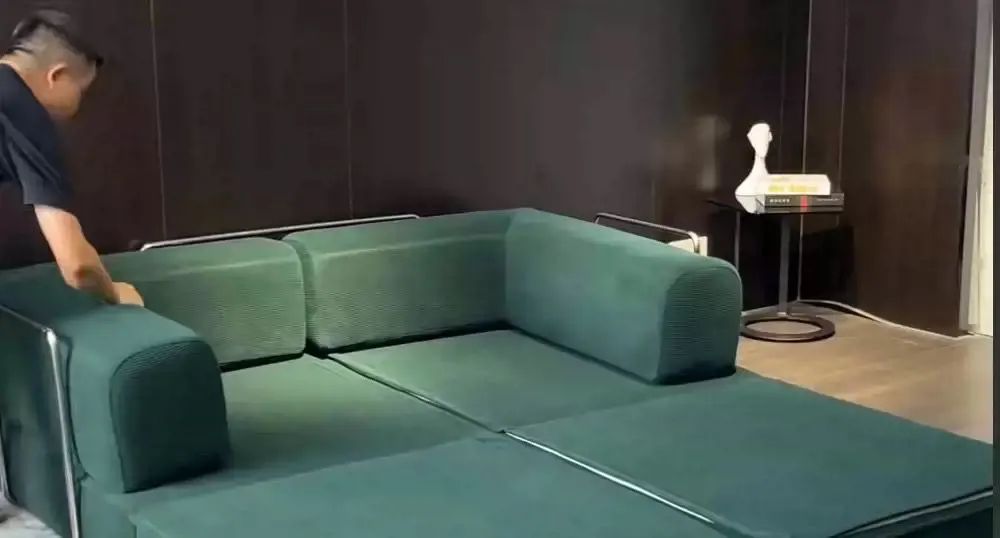 2025 New Design Corner Style Vacuum Compression Fabric Sofa Compressed Bed Set Home Apartment Hotel Living Room Sofa Bed photo review