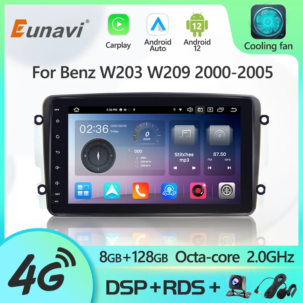 

Eunavi 2 Din Android 13 радио dvd-плеер для Mercedes Benz W203 Vito W639 VaneoCLK W209 W213M 2000-2005 GPS Carplay мультимедиа