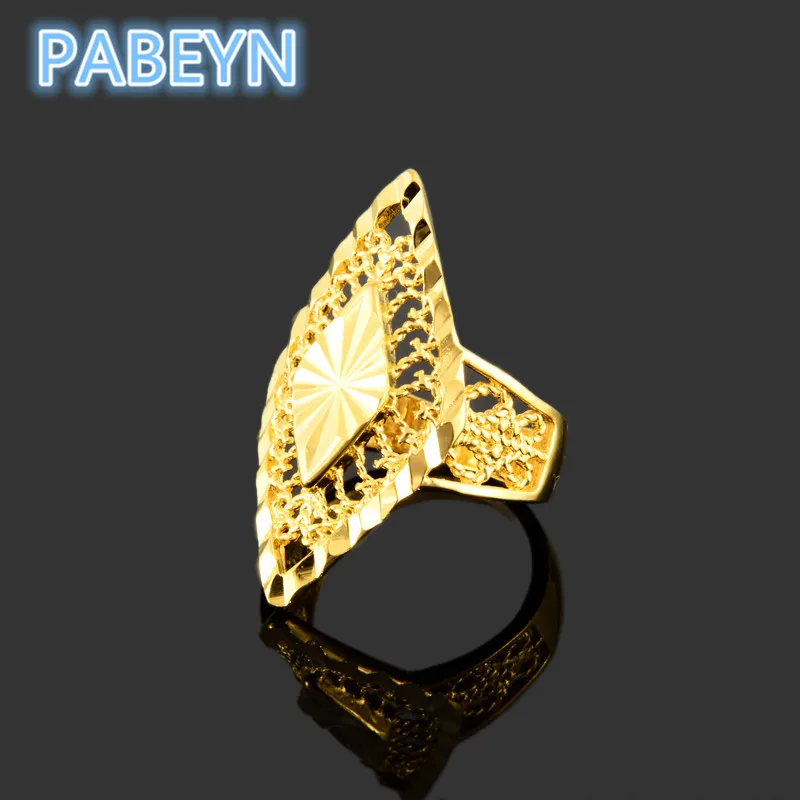 Luxury 24K Gold Rings Korean Gold Plated Geometric Rings Women's Glamour Engagement Jewelry Gifts - 4