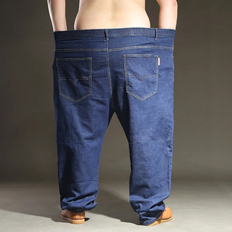 Plus Size Men's Stretch Jeans 200KG12XL 11XL 10XL 9XL Loose Pocket Zipper Oversized Jeans 2