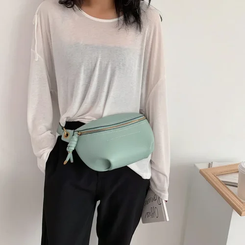 100% 천연 가죽 여성 허리 가방, 럭셔리 유명 브랜드 숄더백, 체인 벨트 크로스바디 여성 가방, 볼사 여성 가방 2