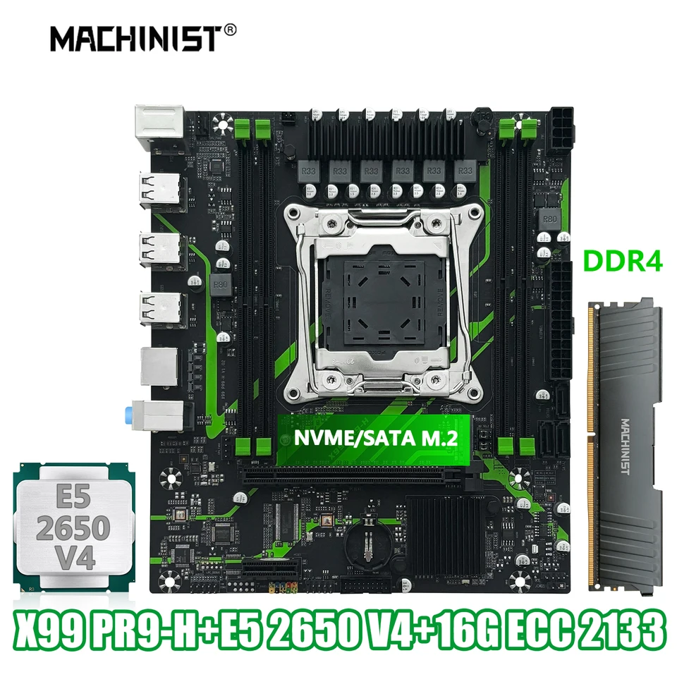 X99 Motherboard LGA 2011-3 with Xeon E5 2670 V3 CPU 64G 4*DDR4 ECC RAM SATA M.2 X99 Motherboard LGA 2011-3 with Xeon E5 2670 V3 CPU 64G 4*DDR4 ECC RAM SATA M.2